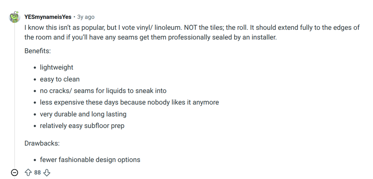 what reddit users say about waterproof flooring