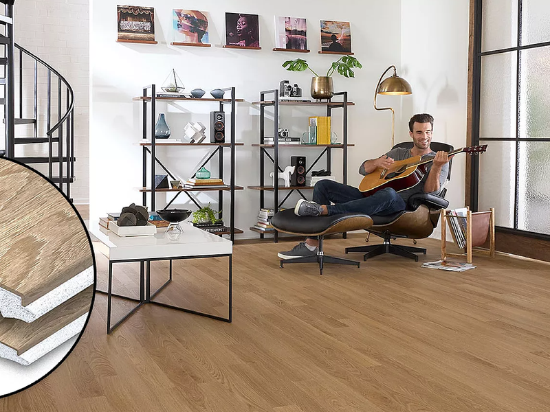 Dog paws on luxury vinyl plank flooring