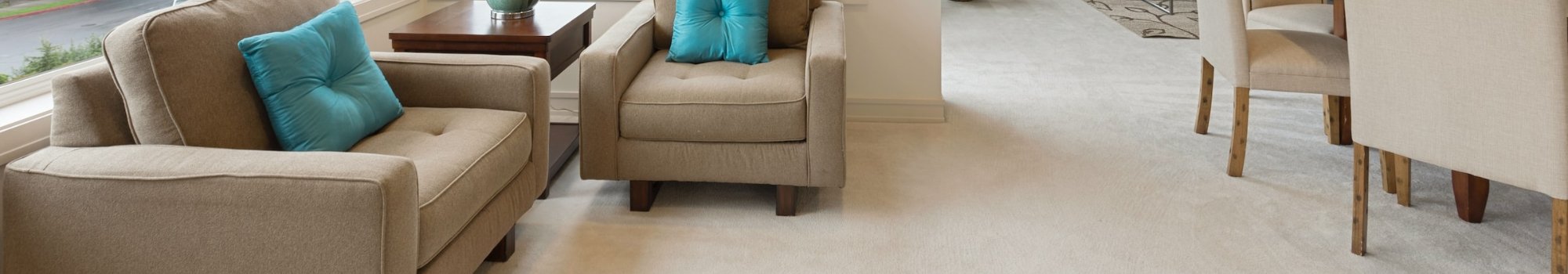 Soft, ivory carpeting in a condo living room